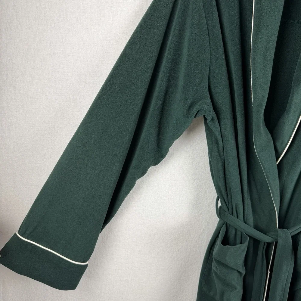 VTG Lauren Ralph Lauren Womens Robe Sz M Green W/ Embroidered Crest Old Money **